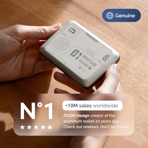 Image of OGON -DESIGNS- Aluminum Card Holder Wallet, RFID Protection. Model : OSLO | Durable & secure metal clasp. One-hand opening with instant card access. Holds up to 10 cards & bills.