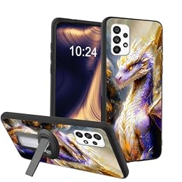 ETLKJVBL for Samsung Galaxy A53 5G Phone Case, Purple and Gold Dragon Soft TPU Shockproof Cover with 360-Degree Rotating Stand, Slim Lightweight Anti-Scratch Protective Phone Case