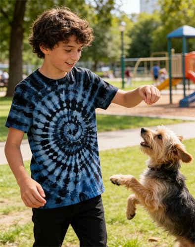 Image of Boys Tie Dye Shirt Size 4-14 Hippies Senior Rainbow Tees T Shirts for Kids | Tees T shirts for Kids