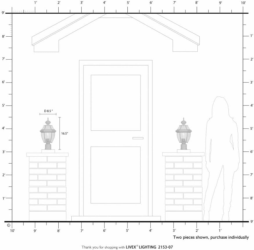 Livex Lighting Lantern 2153-04 Outdoor Post with Clear Beveled Glass Shades, Black