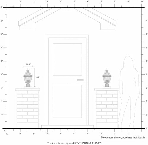 Miniatura 6 de Livex Lighting 2153-04 Poste exterior con pantallas de vidrio biselado transparente, negro