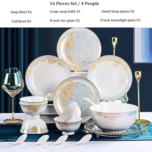 Set di piatti piani in ceramica, 16 pezzi, di alta qualità, per dessert, riso, insalata e pasta, eleganti piatti da cucina