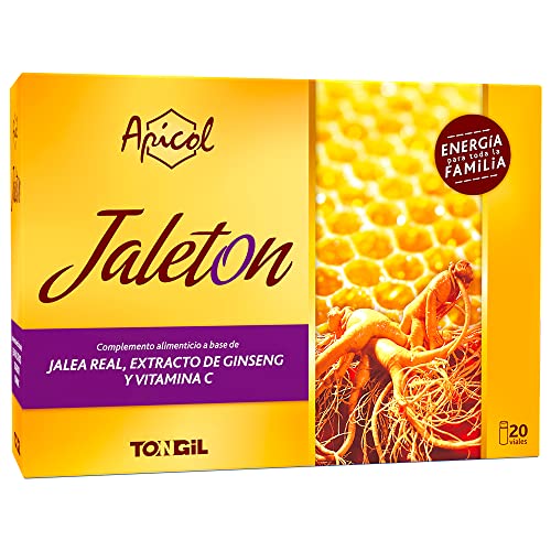 Jalea Real y Ginseng Apicol Jaleton | Energía Positiva con Jalea Real y 10-HDA | Extracto 5:1 de Raíz de Ginseng Coreano IL HWA | Vitamina C Incorporada | Contiene 20 Ampollas | TONGIL