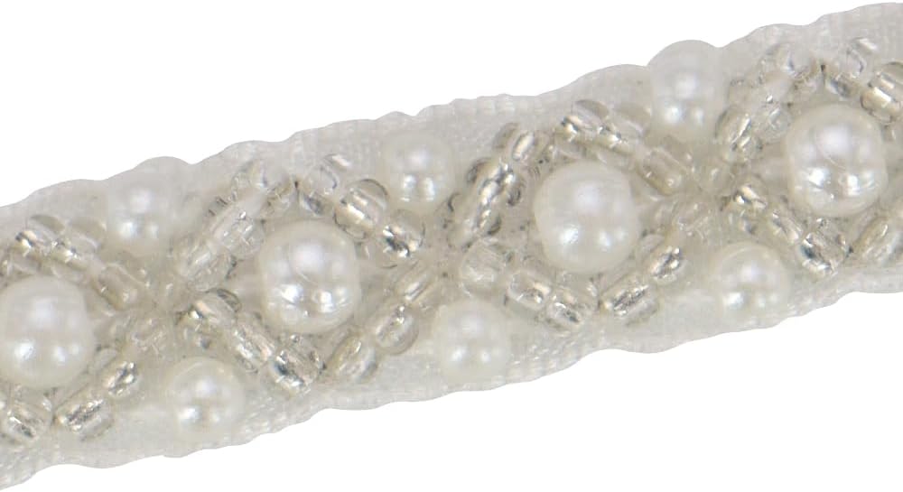 9yards Braided Fake Pearls Rhinestones Trim Lace Beaded Trim Applique Sewing on Trim 9mm for Wedding Dress T478