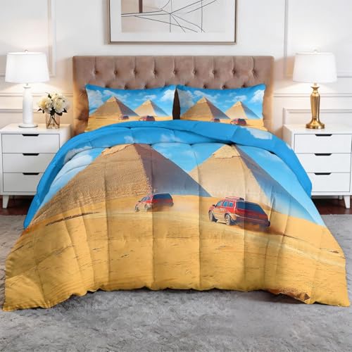 Desert Pyramid Sky Clouds King Comforter 104" x 90", Lightweight