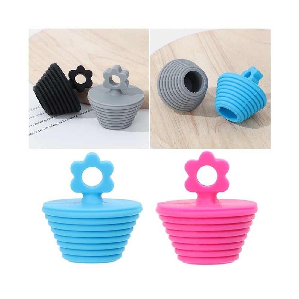 Tappo di scarico universale in silicone per vasca da bagno, doccia, vasca da bagno, lavello, accessori da bagno (grigio, 4 pezzi)
