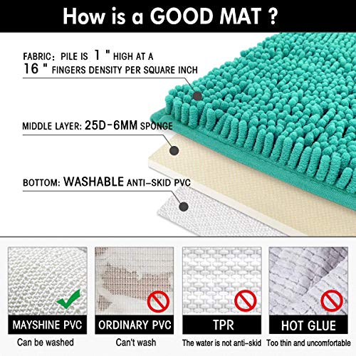 MAYSHINE Turquoise Chenille Bath and Toilet Mat Bundle #TOP11
