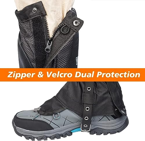 Leg-Gaiters-Waterproof-Hiking-Gaiters-with-Zipper-Adjustable-Shoe-Gaiters-for-Walking-Mountain-Hunting-Climbing-Anti-Tear-Snow-Boot-Gaiters-for-Women-Men