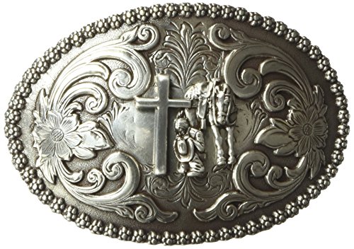 Nocona Men's Oval Small Prayer Buckle, Silver, One Size
