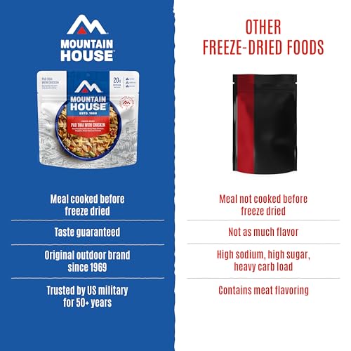 Image of Mountain House Gluten-Free Pad Thai with Chicken | Freeze-Dried Food for Camping, 4 Servings, 30-Year Shelf-Life, 2-Pack