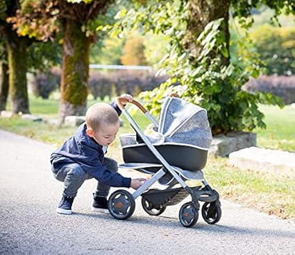Smoby Bebe Confort Poussette Landau Gris 3 En 1 Pour Poupons Et Poupees Roues Silencieuses Et Multidirectionnelles Panier De Rangement Amazon Fr Jeux Et Jouets