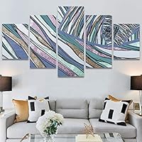 SIGNWIN 5 Panel Canvas Wall Art Modern Art Abstract Contemporary Edgy Mixed Media Multicolor Patterns for Home Decorations Ready to Hang - 60