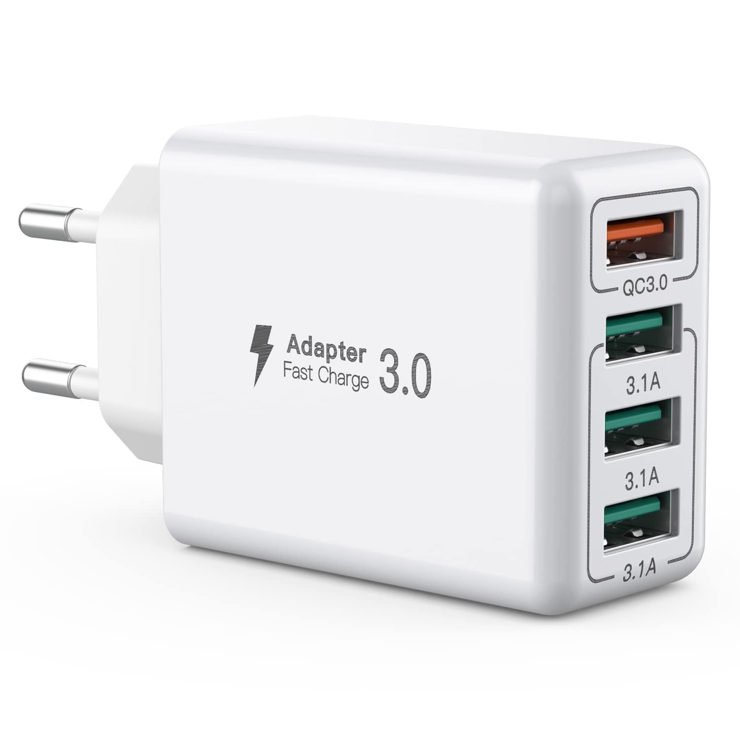 USB-Ladegerät, 4-Port USB-Ladeadapter mit 33W Smart QC 3.0 Schnellladegerät, Multi-Port-Ladegerät kompatibel mit iPhone 12/13/14/15/16/Galaxy S21/S22/S23/S24