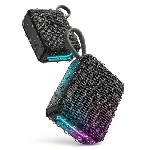 Caixa de Som Bluetooth Portátil 8h de Reprodução, RGB Dinâmico, Bluetooth 5.3, resistente a Água e Poeira, Som Hi-Fi, Entrada Aux/TF/TWS, USB-C