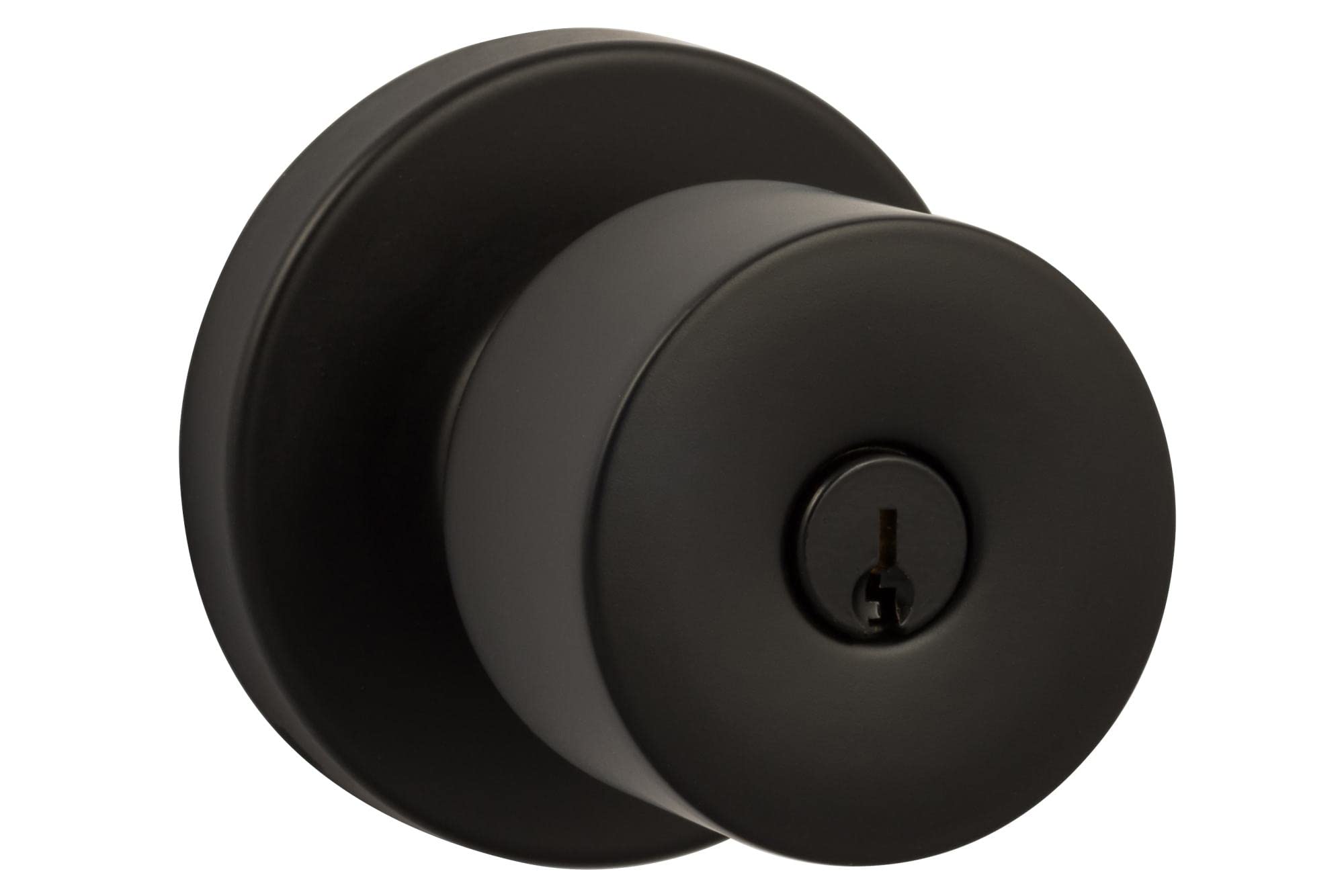 Sure-LocHardware Ridgecrest Modern Bergen-Round Flat Black No Deadbolt Keyed Entry Door Knob