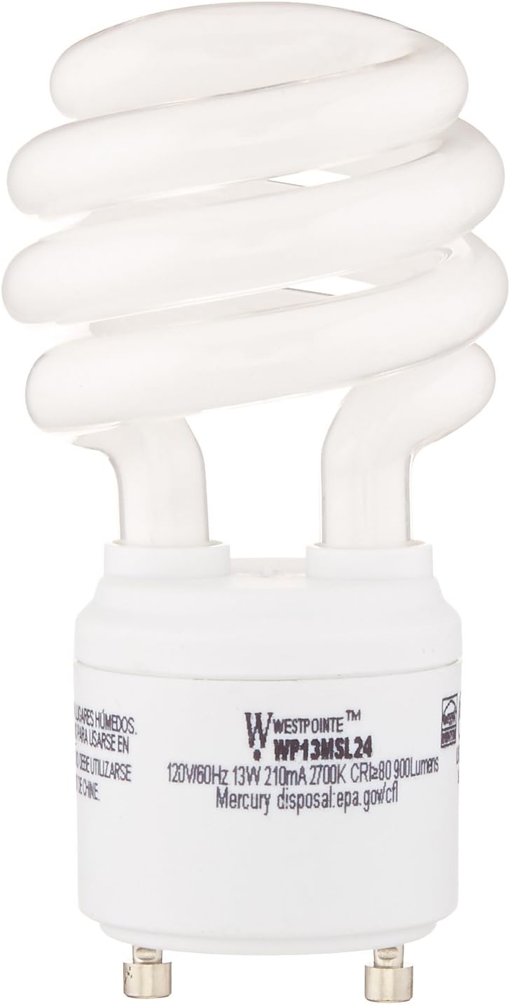 Westpointe CF13SW1B24 13-Watt Mini Compact Fluorescent Light Bulb GU24 Base Twist and Lock, Soft White