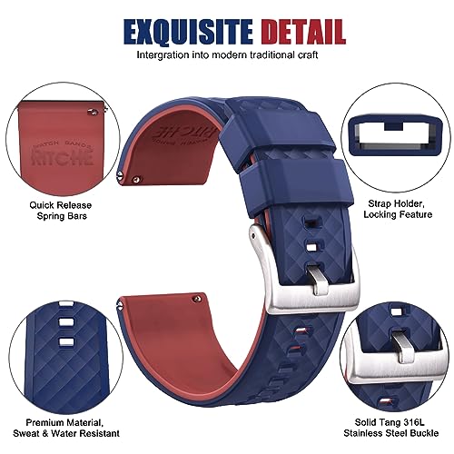 Image of Ritche Christmas Gift Silicone Watch Bands 18mm 20mm 22mm 24mm Quick Release Rubber Watch Bands for Men, White Elephant Gifts, Stocking Stuffers For Men