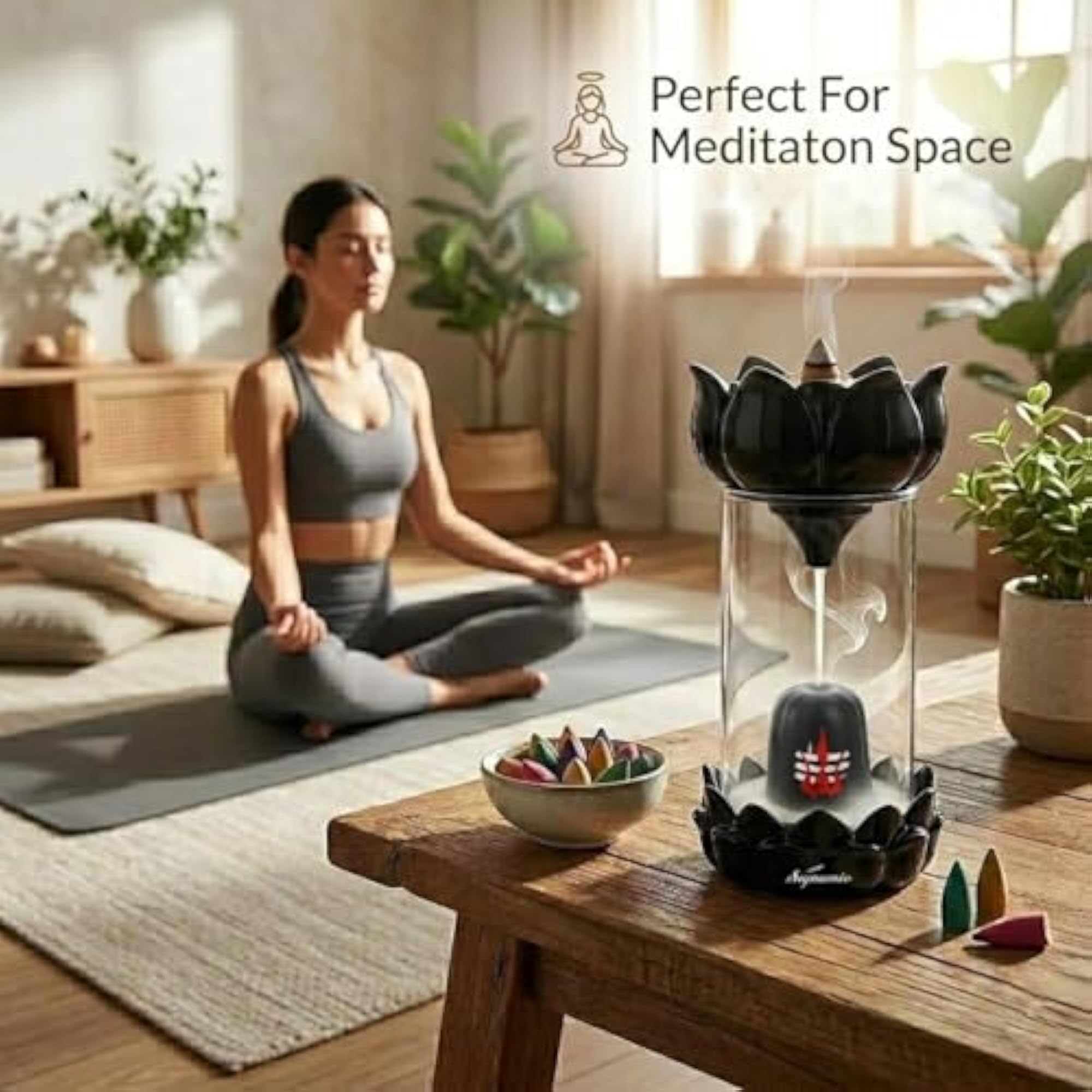 Ceramic Shivling Backflow Smoke Fountain with 30 Cones