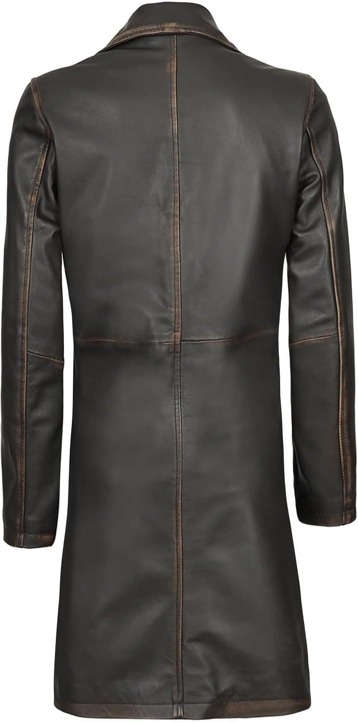 Decrum Leather Coat Women - Real Lambskin Women's Long Leather Car Coat - Image 4