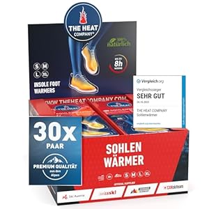 THE HEAT COMPANY Sohlenwärmer - 30 Paar - EXTRA WARM - Wärmesohlen - Fußwärmer - 8 Stunden warme Füße - sofort einsatzbereit - luftaktiviert - rein natürlich - Größe X-Large: 44-46