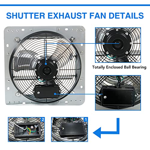 Jpower 12 Inch Exhaust Fan Wall Mounted,Automatic Aluminum Shutter,Vent Fan High Speed 1800Cfm For Garages And Shops,Greenhouse,Attic Ventilation,Upgraded Version #TOP4