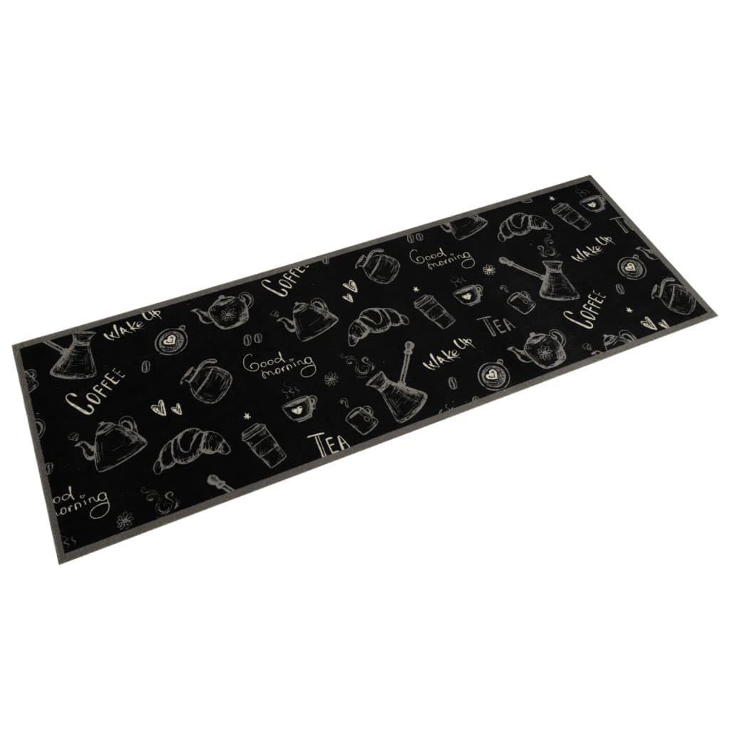 Tapis de cuisine lavable noir 60x180 cm en velours résistant