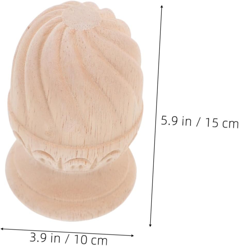 Wood Carved Baluster Decorative Topper Unfinished Pine Staircase Finial for Home Woodcraft DIY Railing Post Cap 10x15cm