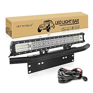 SKYWORLD 23 inch 570W drie rij led-lichtbalk met 12v kabelboomset en kentekenplaathouder auto, rijverlichting werklampen waterdichte led light bar voor 4x4 suv offroad vrachtwagens