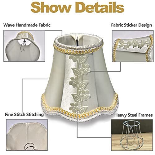 6Pcs Chandelier Lamp Shades,Paliublo Clip-On Metal Frame-Cloth Lampshade Small Light Covers For Modern European Style Droplight Wall Lamp Candle Crystal Chandelier(White Applique) #TOP1