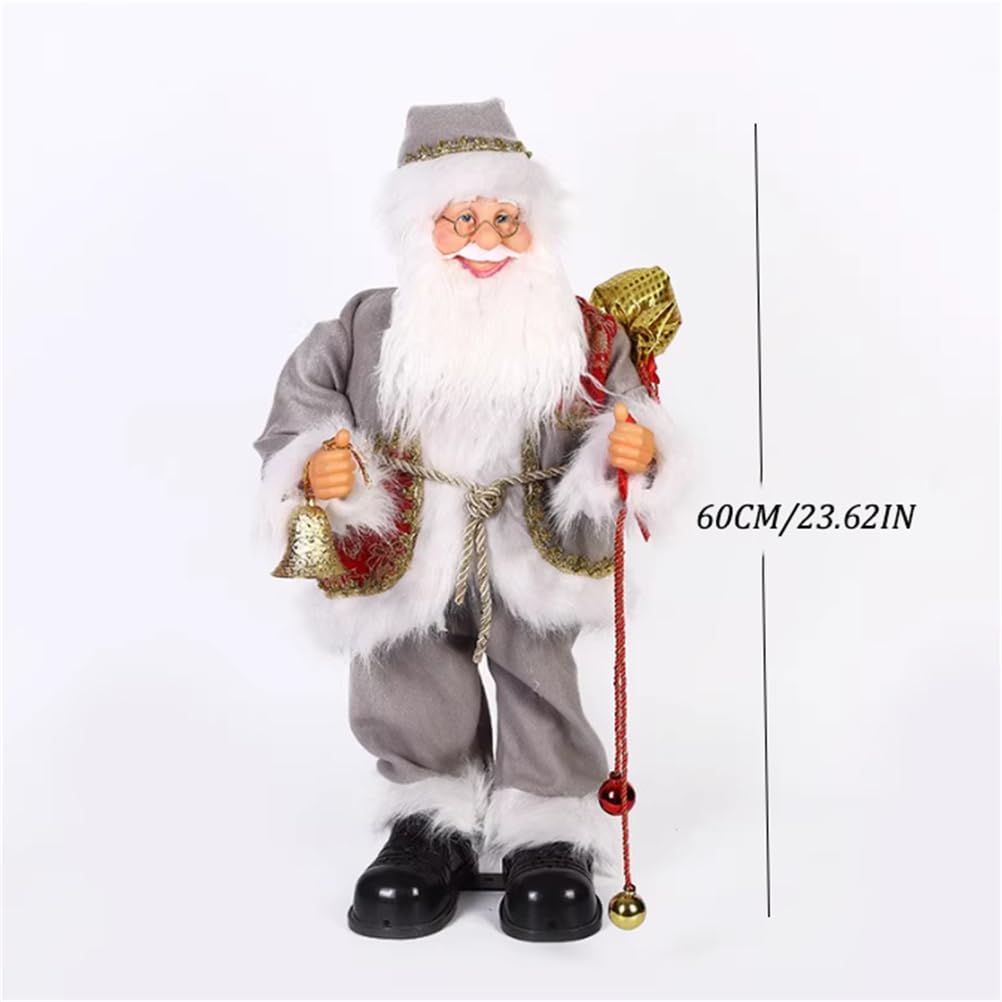 Papá Noel Cantando y Bailando de 60 cm, Estatua eléctrica de Papá Noel en Movimiento de tamaño Real, Figura Musical Animada eléctrica, decoración navideña, para jardín Exterior/Interior.,F