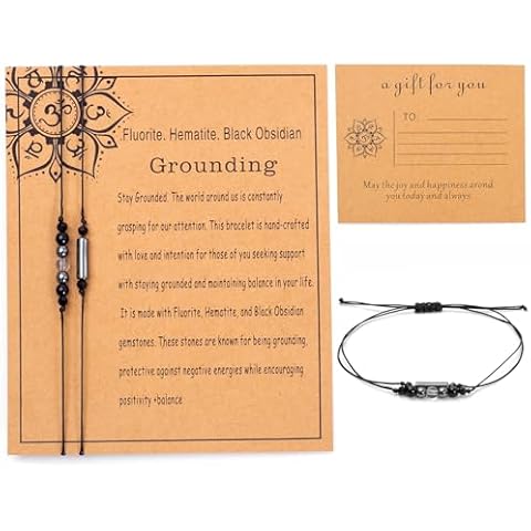 MTJAHPS Protection Bracelet, energy protection, empath protection black obsidian Crystals and Healing Stones Bracelet for Women Luck Bracelet Anxiety and Stress Bracelet Reiki Gift(Grounding) Cover