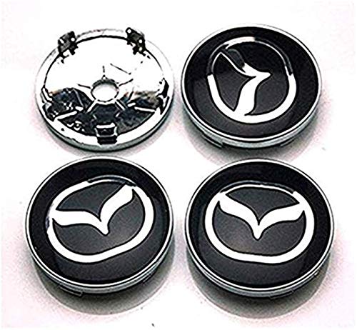 fanlinxin 4 pcs W240 Noir 60 mm de Voiture Emblème Badge Autocollant Centre caches Moyeu de Roue pour Mazda 2 3 6/Axela CX-5 CX-7 Cx-8 Cover