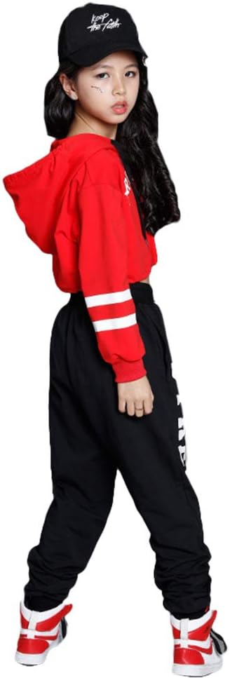 LOLANTA Kids 2 Piece Outfits Long Sleeve Cropped Sweatshirt Letter Print Hoodie And Sweatpants Set for Girls