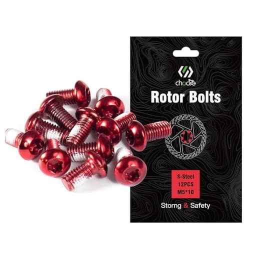 CNC 12 Pcs Bicycle Disc Brake Bolts MTB Rotor Bolts 6-Bolt M5x10mm Brake Bolts Mountain Bike,Red