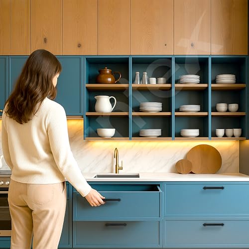 Image of Plantex Cabinet Handle /Kitchen Cabinet Door Handle /Wardrobe /96 mm Cupboard Handle /Door Pull-Push Handle for Home /Office - Pack of 2 (Black)