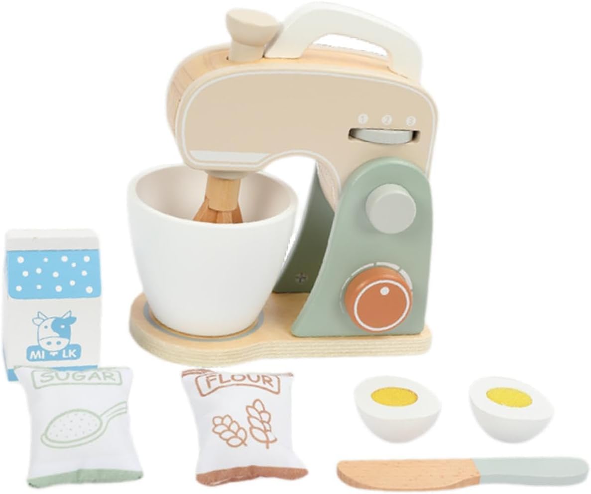 Simhoa Wooden Toy Mixer Set Small Appliances Toys for Children Girls Boys
