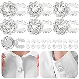 Solsew 6 Sets Button Covers Rhinestone Covers with 20 Pcs 11 Mm/0.43” Sewing Buttons Crystal Clip on Jewelry Women Men for Sewing DIY Craft Decor Embellishment(Silver,Classic)