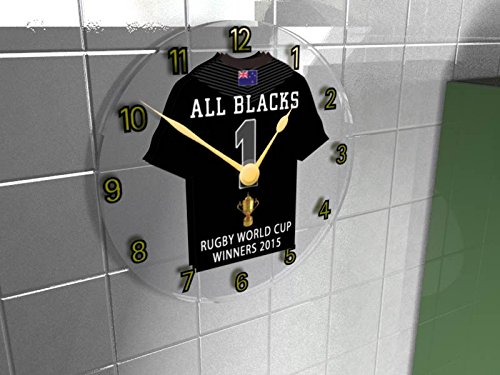MyShirt123 Horloge murale commémorative All Blacks Coupe du Monde de Rugby à XV 2015