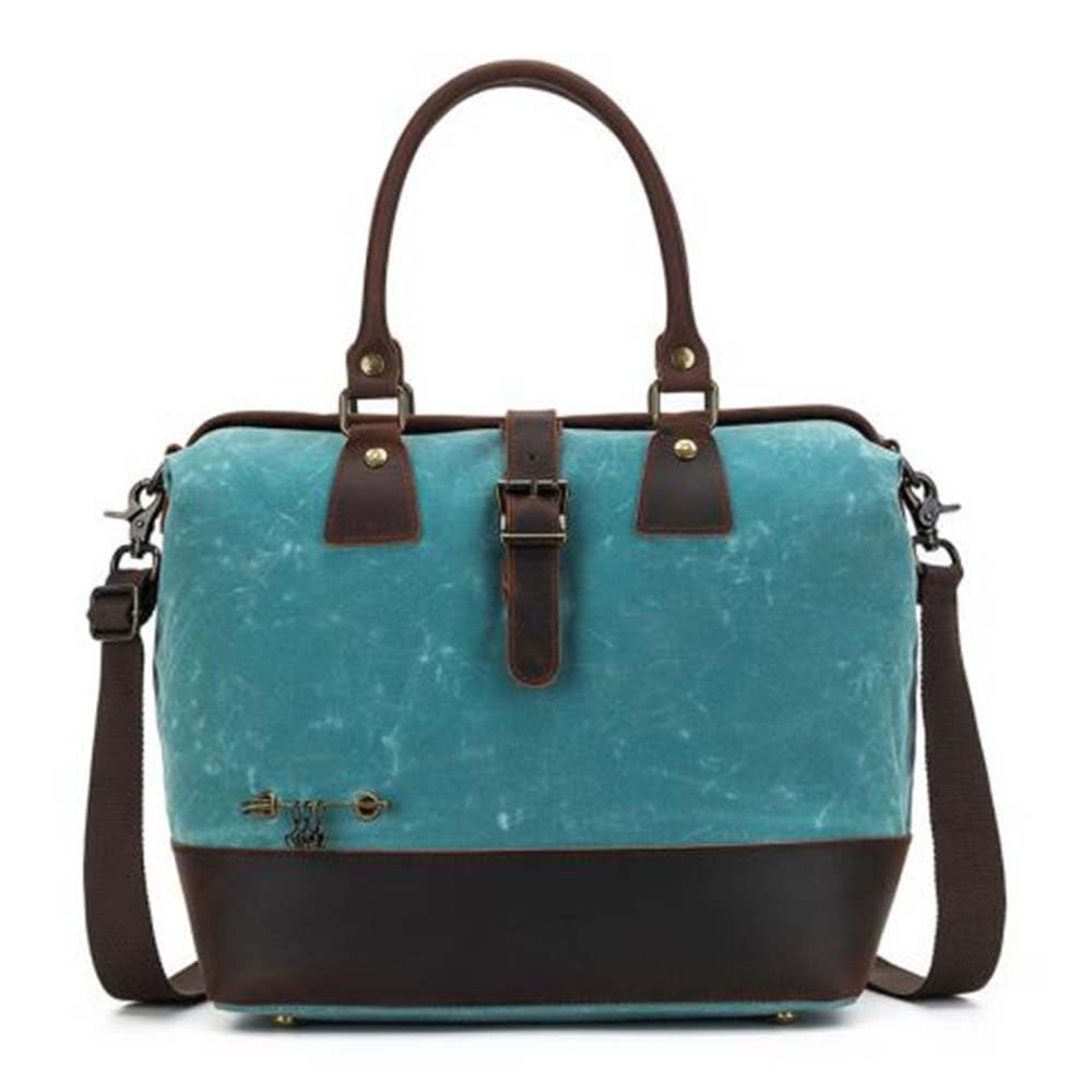 Sac en toile pour tricot Della Q 116053, grand rangement crochet bleu sarcelle