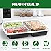 50 Pack (100-Piece) 32 oz Meal Prep Containers Reusable with Lids 3-Compartment, To Go Take Out Plastic Food Storage Containers, Sturdy Leakproof Food Safe, Microwave Freezer Dishwasher Safe, Black