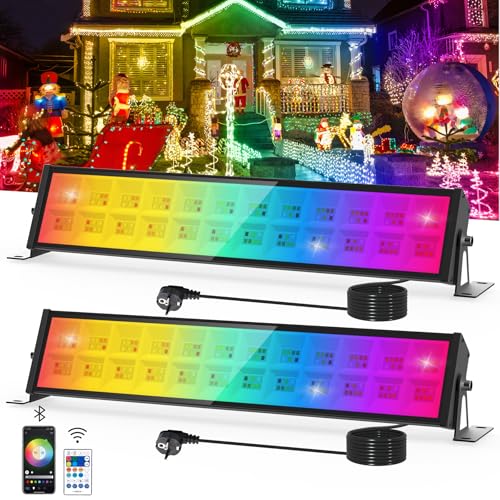 NATPOW Projecteur RGB LED Extérieur 72W, Barre Lumineuse avec Application Bluetooth et Télécommande, Étanche IP65 Lumière Extérieure LED, Lampe Changeant...