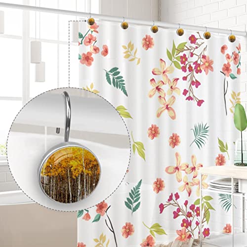 Crochets pour rideau de douche forêt d'automne en acier inoxydable x12