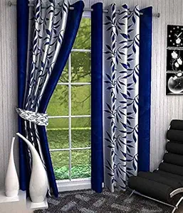 Blexos Window Curtains 5 Feet Long | Yarn Polyester Curtains | Premium Screens for Home Office | Prada for Living Room Bedroom | (Blue, 1pc)