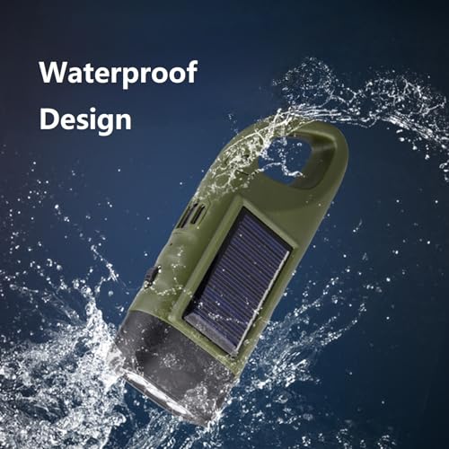 Image of Hand Crank Solar Flashlight, Emergency LED Flashlight, Portable Survival Flashlight, No Battery Required - Yellow