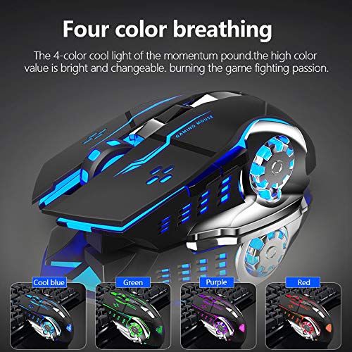 Aula Sc100 Silent White Wireless Mouse Rechargeable, Rgb Led Backlit, Dpi Adjustable, 2.4G Wireless Optical Computer Gaming Mice With Usb Receiver, Punk Cool Mouse For Office/Games #TOP5