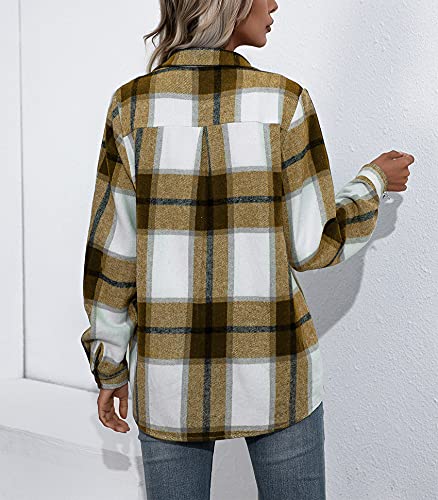 BDCUYAHSKL Herfst en Winter Dames Mode Revers Plaid Lange Mouwen Shirt Single-Breasted Placket Losse Casual Shirt Vest… - Image 6