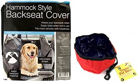 Petongo Black Water Resistant Automotive Pet Seat Cover Universal Fit Hammock (56" X 54") with a Free Pet Travel Bowl