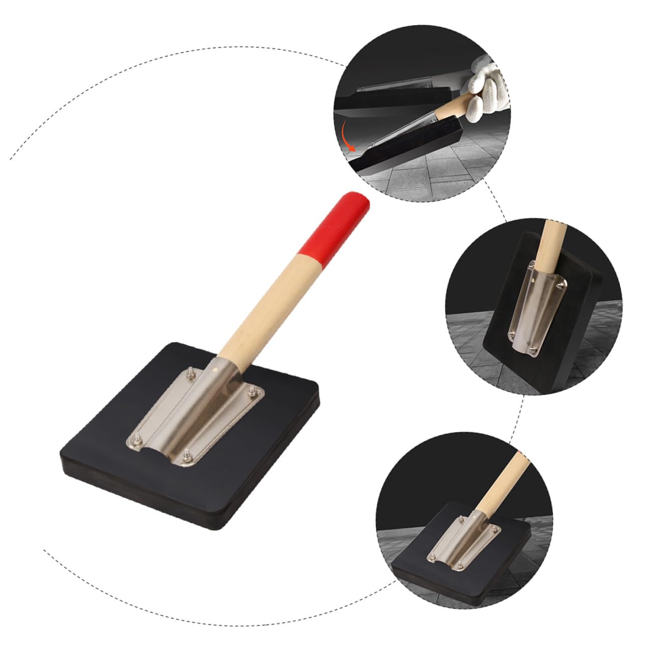 Gummihammer mit Holzgriff, Ergonomisch, Rund, Schwarz