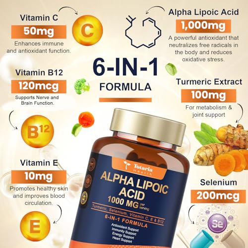 Totaria Alpha Lipoic Acid - 1000Mg Ala Supplement Capsules For Neuropathy Support Supplement Nerve Health, Liver Detox, Antioxidant, Metabolism And Cell Energy thumb #1