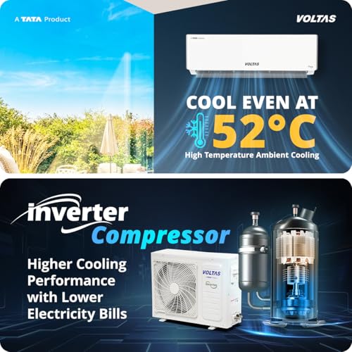 Image of Voltas 2 Tons 5 Star Inverter Split AC|Sleep mode|Auto Clean|Memory Restart(245INV Vectra Plush)